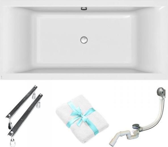 Cersanit | Badewanne - Wanne Rechteckig Larga Slim - 190x90 Cm - Mit Syphon Und Füßen - Ergonomisches Design - Einbau Badewanne