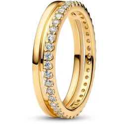 Pandora 163799C01 Damen-Ring Doppelband Goldfarben, 60/19,1