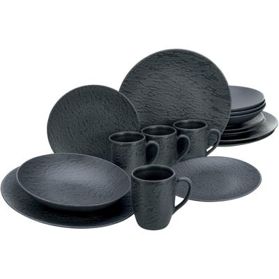 Kombiservice CREATABLE "Schiefer Black", schwarz, 16 Stk., Steinzeug, Geschirr-Sets, Kombiservice, robuste, kratzfeste, seidenmatte Glasur