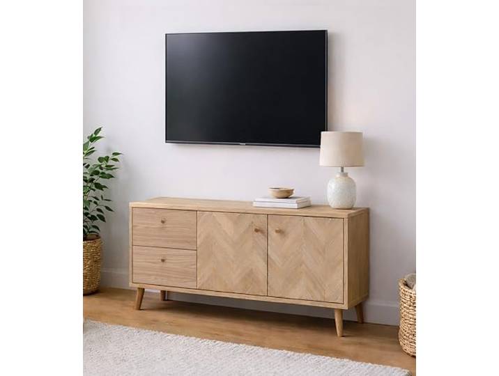 Schildmeyer Visby Lowboard 160939 Eiche hell Dekor/Fischgräten Dekor, 109 x 33 x 54,1 cm