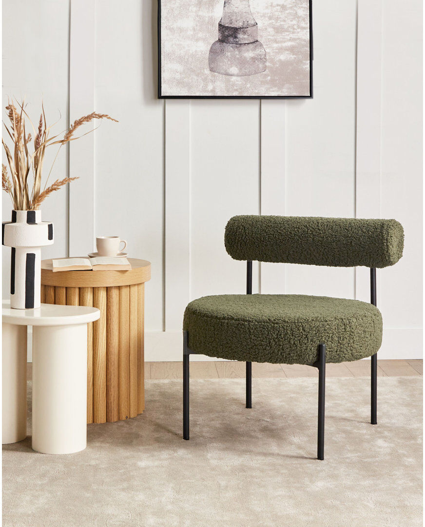 George Oliver ALPHA Upholstered Boucle Side Chair Green 66cm H X 60cm W X 45cm D