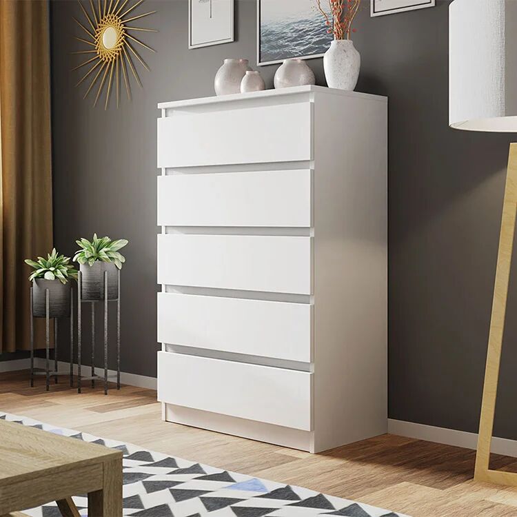 garneroarredamenti Cassettiera 70x112h cm 5 cassetti moderna bianco Rotterdam
