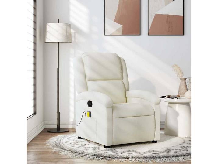 vidaXL Massagesessel, Massagesessel Creme Samt