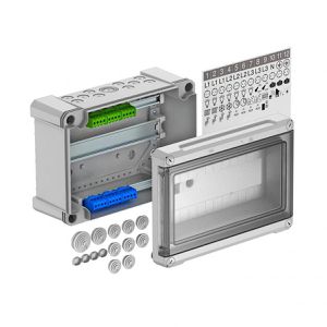 OBO Sicherungskasten SDB 12 PS, wasserdicht IP66 für außen, 12 Module, 1-reihig, mit transparenter Tür, für Aufputz