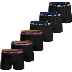 NFL Herren Boxershorts, 6er Pack - NFL Teams, Boxers, Football, Logo, Baumwollmischung, Größe L in Bunt Bunt