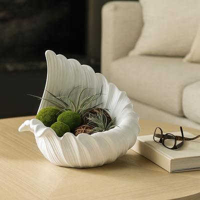 Sagebrook Home "Decorative Ceramic Shell Bowl - 16"", White - 16.0"""