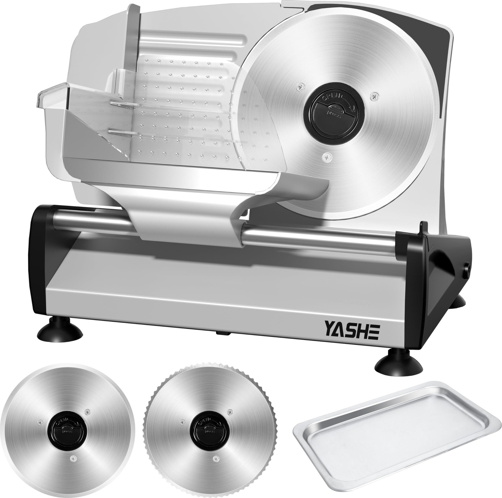 YASHE Elektrische allesnijder met stille DC-motor, 200W broodsnijmachine
