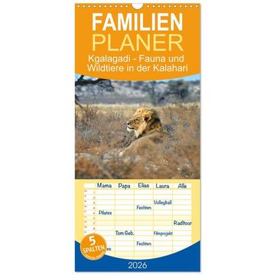 Familienplaner 2026 - Kgalagadi - Fauna und Wildtiere in der Kalahari mit 5 Spalten (Wandkalender, 21 x 45 cm) CALVENDO