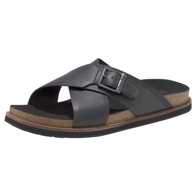 Outdoorsandale TIMBERLAND "Amalfi Vibes Cross Slide", Herren, Gr. 40, schwarz (schwarz, leather), Leder, Schuhe Outdoorsandale