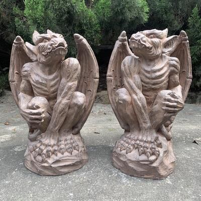 Zaer Ltd. "Set of 2 Magnesium Gargoyle Statues ""Misha & Dima"""