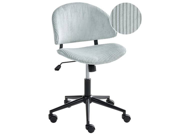 Beliani Bürostuhl Cord Hellblau Kiana, 55x74x55 cm, Büromöbel, Bürostühle, Drehstühle
