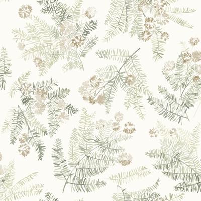 Chesapeake Frith Green Botanical Wallpaper