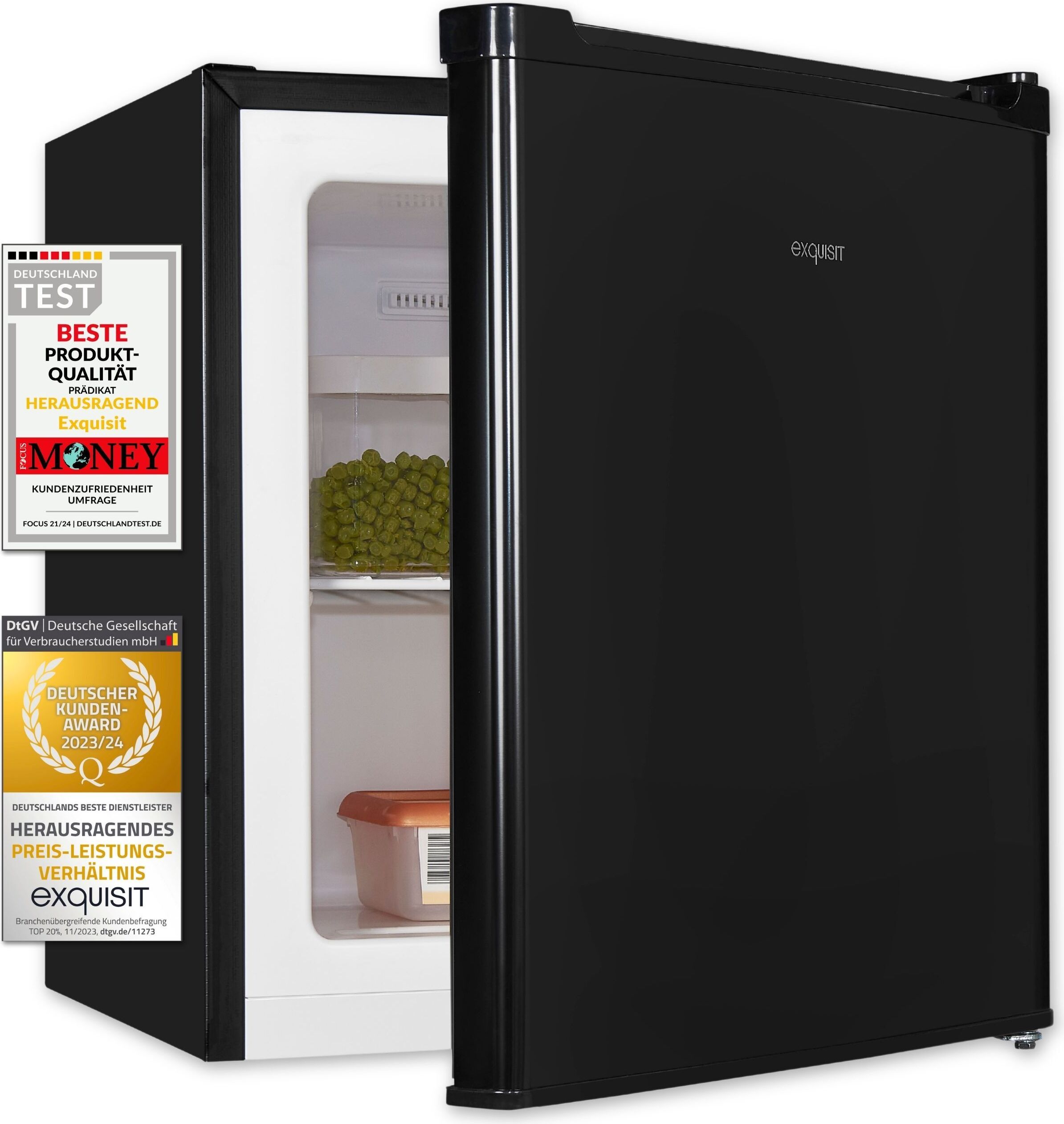 Exquisit Mini Gefrierschrank GB05-040E schwarz | Kompakt | Nutzinhalt: 33 L | Temperaturregelung