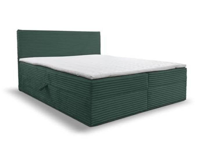 Boxspringbett 160x200 mit Bettkasten, Tilly Doppelbett Grün Cordstoff Bett 160x200, Doppelbett mit Topper (4 cm) für extra Liegekomfort