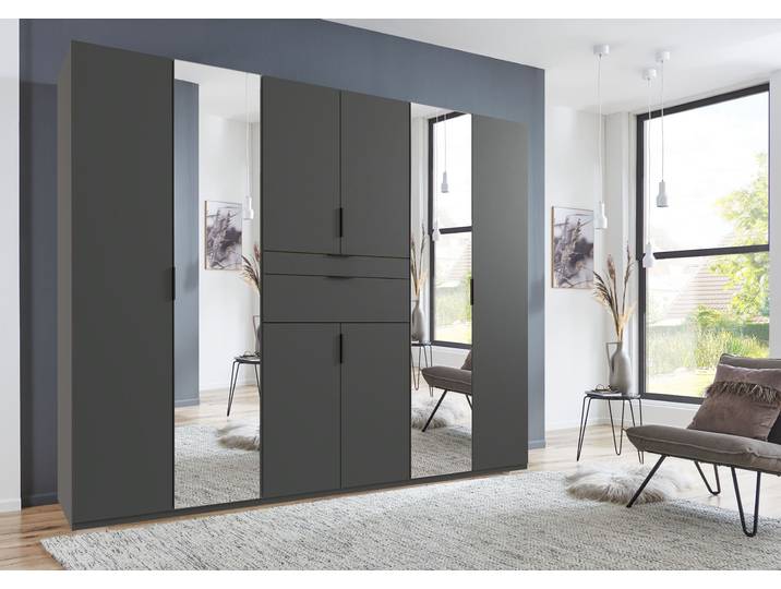 Drehtürenschrank Moldau 270cm Schwarz/Graphit
