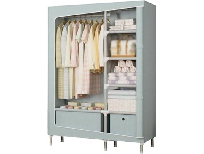 LoiYtrd Tragbarer Stoffschrank aus Stahl, stapelbar, Schlafzimmer(B,105cm)