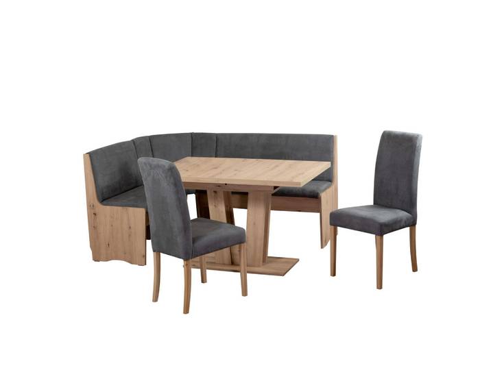 P & B Eckbankgruppe Duisburg Vaduar Titanic, Grau, Eiche Artisan, Buche, massiv, Uni, eckig, 125x89x165 cm, Esszimmer, Bänke, Tischgruppen & Eckbankgruppen