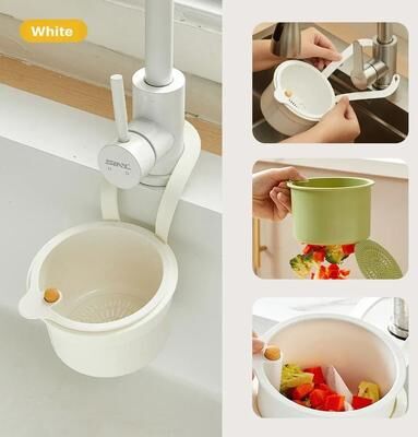 Uplifted Finds 2 In 1 Kitchen Sink Strainer Stopper Hanging Drain Basket white