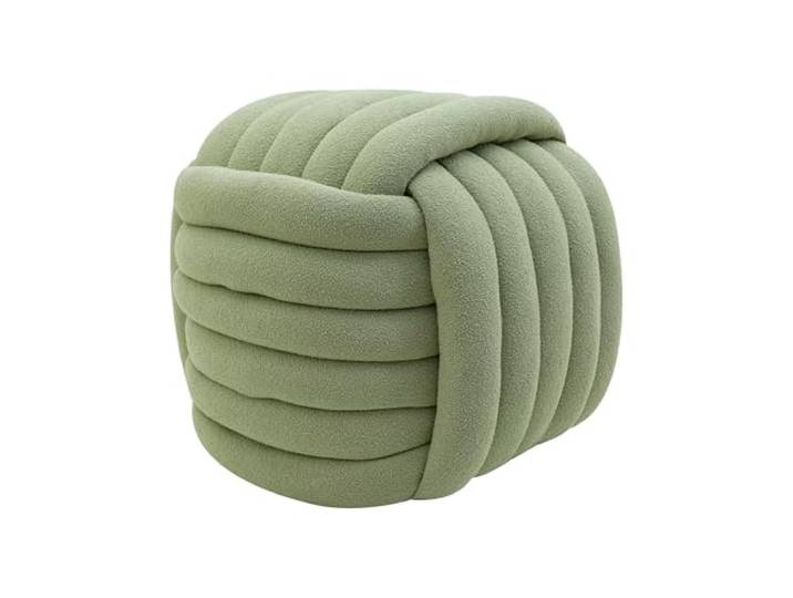 Rebecca Mobili Fußbank Pouf, Moderner Hocker Pouf, Grün, Polyesterstoff MDF, Knäuel-Design, Gepolstert, Dekorativ - Maße HxBxT: 45 x 50 x 50 cm - Art. RE7051