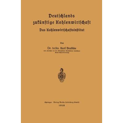 Deutschlands zukünftige Kohlenwirtschaft, Taschenbuch von Karl Brabbé, Springer Berlin, 978-3-662-32486-8