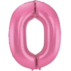 XL Folienballon Zahl 0 matt rosa