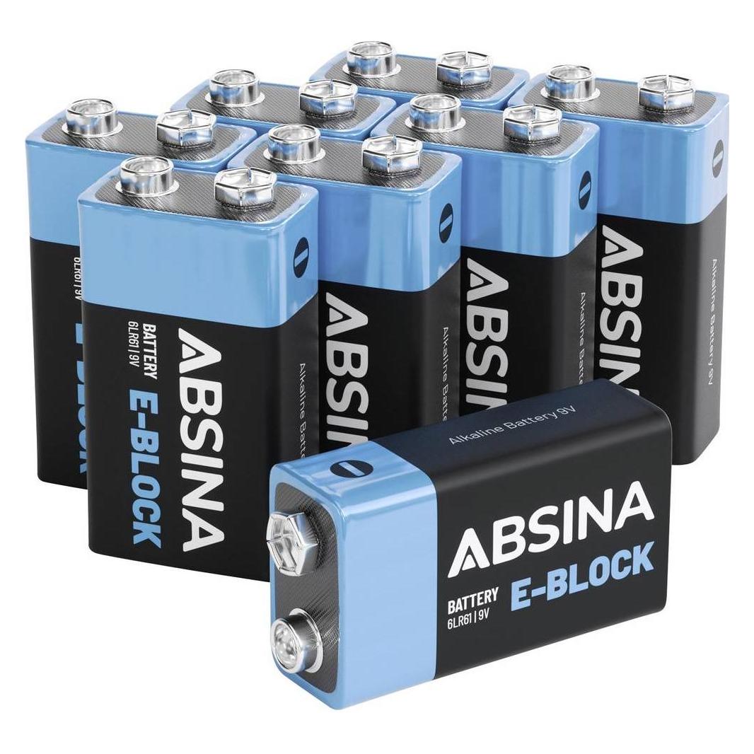 Absina 9 V Block-Batterie Alkali-Mangan 580 mAh 9 V 8 St. (8 Stk., 9V Block, 580 mAh) (401040-8)
