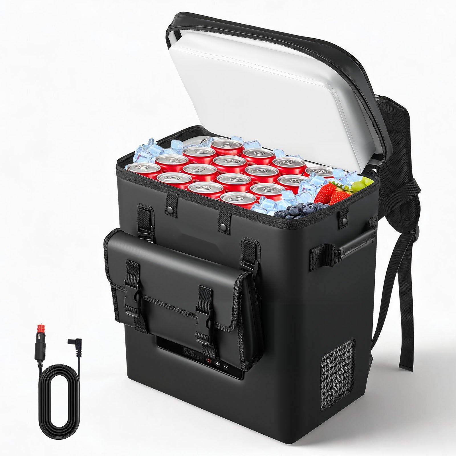 Kompressor Kühlbox 13 L - Elektrischer Autokühlschrank - Temperaturbereich -6 bis 10 °C - 12/24 V DC Anschluss - Tragbare Mini Kühlbox - Für Camping Auto LKW Wohnmobil Boot