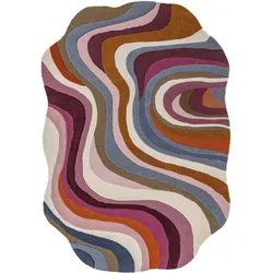 WOLLTEPPICH handgetuftet EFFRA, Wellen-Swirl, Multi, 200 x 290 cm