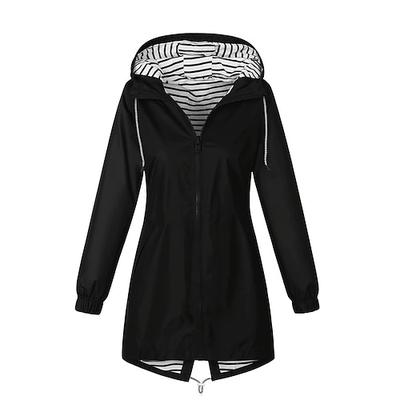 Damen Trenchcoat Wasserdichte Regenjacken Regenmäntel Wasserdicht Winddicht Reißverschluss Tasche Mode Outdoor Einfach Ausgehen Wochenende Reisverschluss Regulär Mit Kapuze Normale Passform Langarm