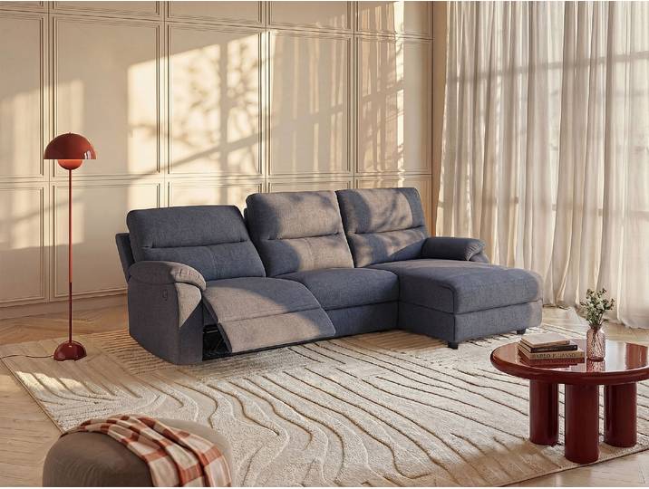 Ecksofa Relaxsofa elektrisch - Stoff - Ecke Rechts - Anthrazit - LUNANO