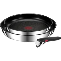 Tefal Ingenio Preference Pfannen-Set 3teilig 22/26 cm + Griff (L9739002), Edelstahl - PTFE, Pfannenset + Topfset, Silber