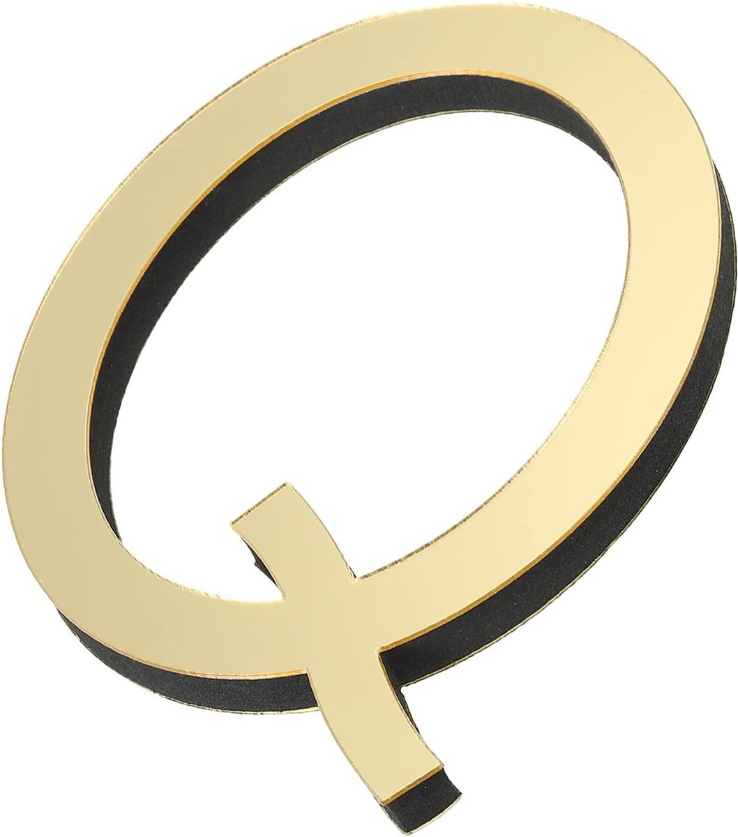 Zelfklevende 3D Acryl Alfabet Spiegel Muurstickers voor DIY Huisdecoratie - Licht Goud - Letter Q