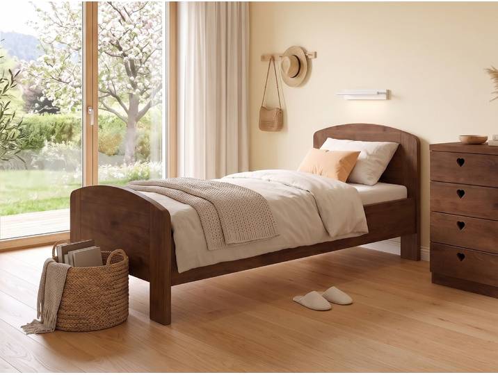 Kinder- und Jugendbett „Kerstin“ Kernbuche Dunkel 90 x 200 cm Massivholz Buche Dunkel