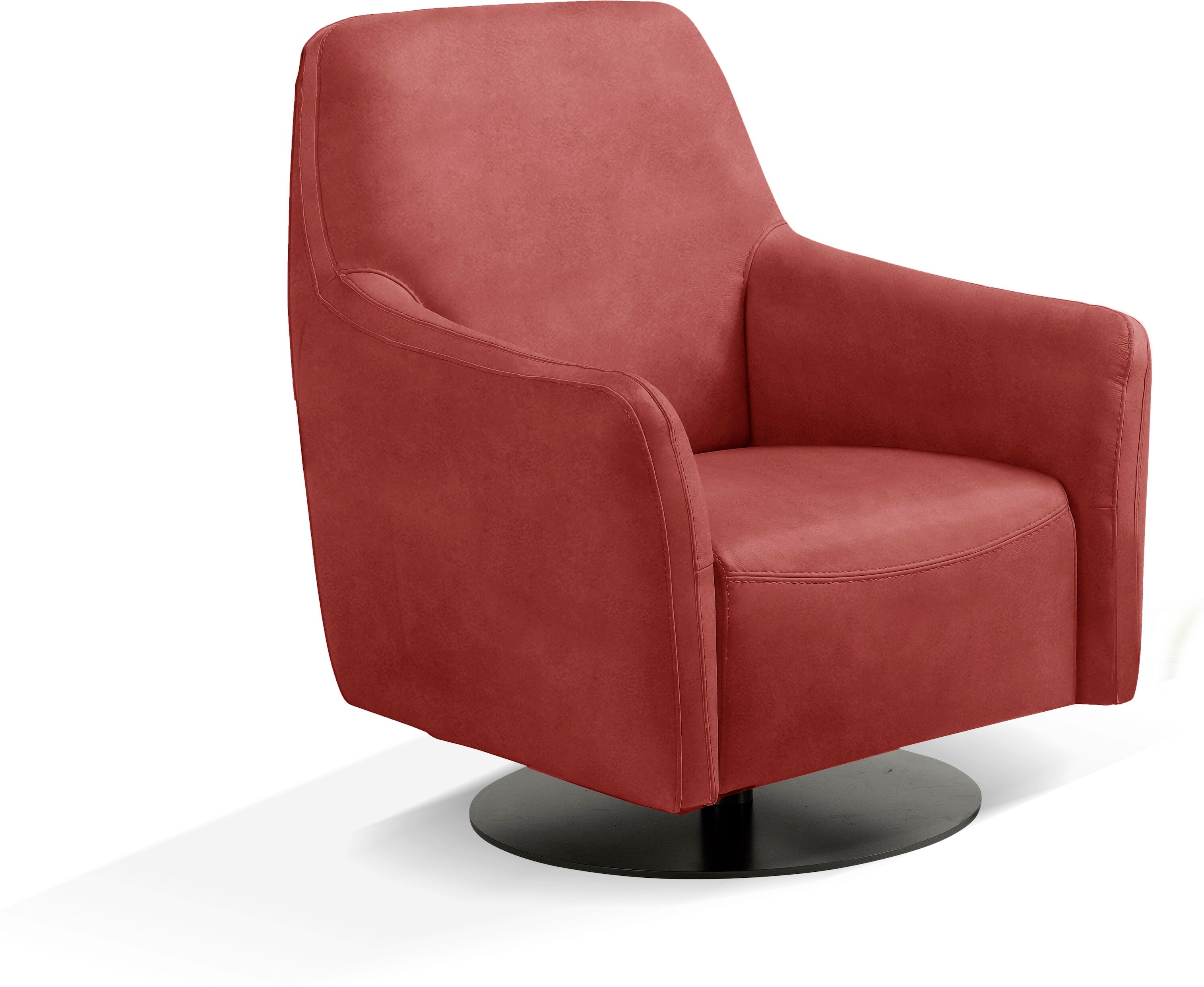 Sessel EGOITALIANO "Felicity Drehsessel mit Wippfunktion, kompakt und bequem, Loungesessel", rot (marsala), B:77cm H:88cm T:85cm, Luxus-Micofaser Lederoptik (100% Polyester) ist ein neues technisches Gewebe mit einem visuellen und taktilen Aspekt, der dem