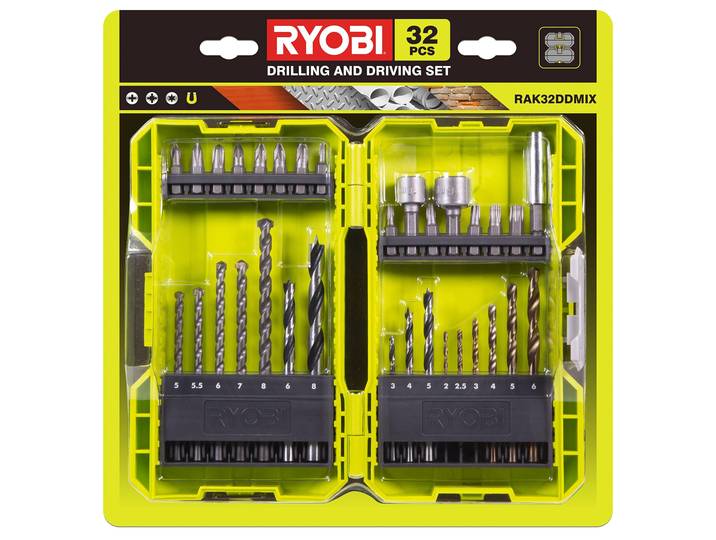 Coffret empilable de 32 accessoires RYOBI Perçage mixte - Vissage - Vissage RAK32DDMIX