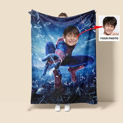 Superheld Decke Persönliche Spiderman Decke mit Bild personalisierte Decke für Jungen Valentinstag Geburtstag Geschenk für Superheldenliebhaber