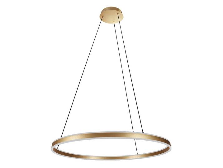 Led-Pendelleuchte Ringlux, Weiß, Goldfarben, Metall, Kunststoff, rund, 50-190 cm, CE, höhenverstellbar, LED-Leuchtmittel austauschbar, Lampen & Leuchten, Innenbeleuchtung, Hängeleuchten, Pendelleuchten