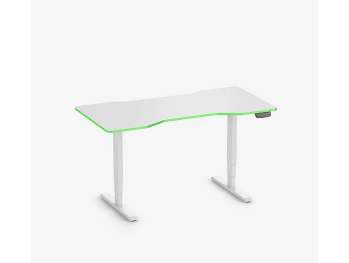 Primus Gamingschreibtisch Cockpit, Weiß Silk-Touch Acid Green 160x80