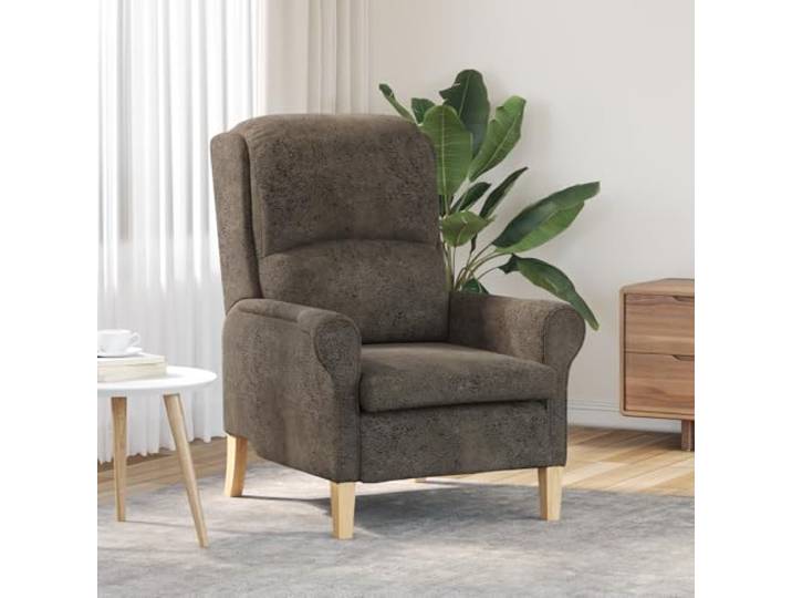 HEFZGDB Moderner Sessel Dunkelgrau Stoff und Holz Ergonomisch mit Atmungsaktivem Material und Stabiler Holzrahmen für Wohnzimmer Entspannung