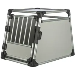 TRIXIE Transportbox Aluminium silber/hellgrau Transportbox Größe M - L (63 x 65 x 90 cm)