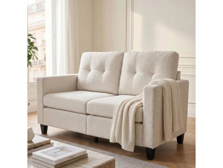 JIEXI Canapé moderne 2 places causeuse du milieu du siècle avec tissu respirant canapé en éponge haute densité pour salon