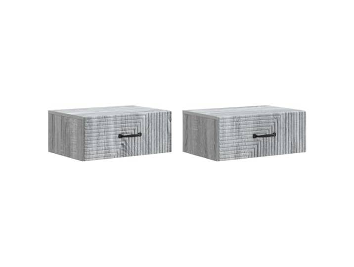 Coespram Wandnachttisch 2er Set Graues Sonoma 49x34,5x20cm Platzsparende Hängenahtische für Schlafzimmer und Wohnzimmer mit 2 Schubladen und Ablagefächern in Graues Sonoma.