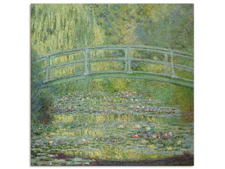 Leinwandbild ARTLAND Seerosenteich und japanische Brücke. , grün (farbe bild(er): grün), B:50cm H:50cm, Bilder, Leinwandbild, auf Holzrahmen gespannt