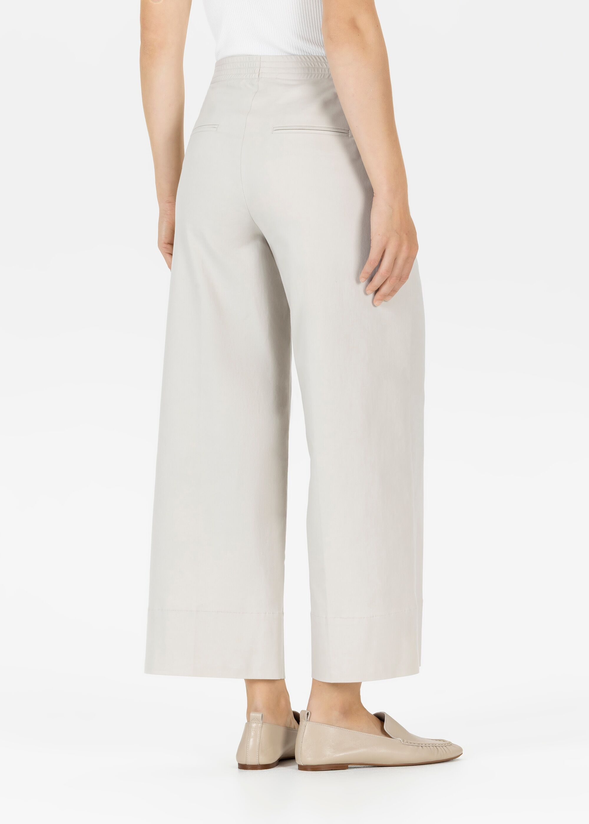 Stoffhose STEHMANN "Fabienne3-700", Damen, Gr. 36, N-Gr, beige (kalk), Web, Obermaterial: 65% Baumwolle, 31% Polyamid, 4% Elasthan, unifarben, normal 7/8-Länge, Hosen Stoffhose, 7/8-Hose mit Stretch kalk 36, N-Gr