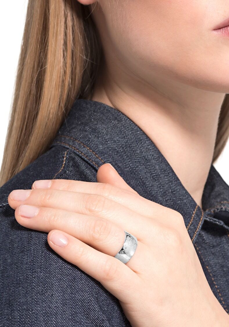 Joop! Fingerring JOOP "Schmuck Geschenk Ring Kornblume, breit - Eyecatcher" Gr. 54, silber (edelstahlfarben), Fingerringe, Damen, 54, Edelstahl, 9mm, Fingerring edelstahlfarben 54, Edelstahl, 9mm