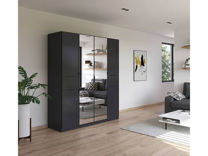 Armoire Ticao avec Miroir et Softclose 181cm Gris/Gris métallisé
