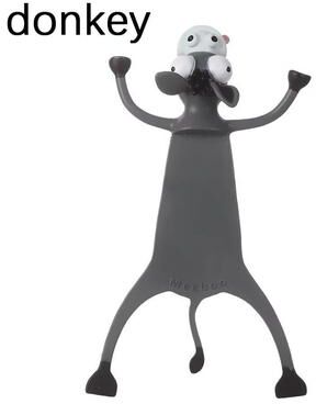 Inspired Finds 3D Stereo Cartoon Animal PVC Bookmarks Cute Cat And Friends Page Markers For School And Gifts donkey
