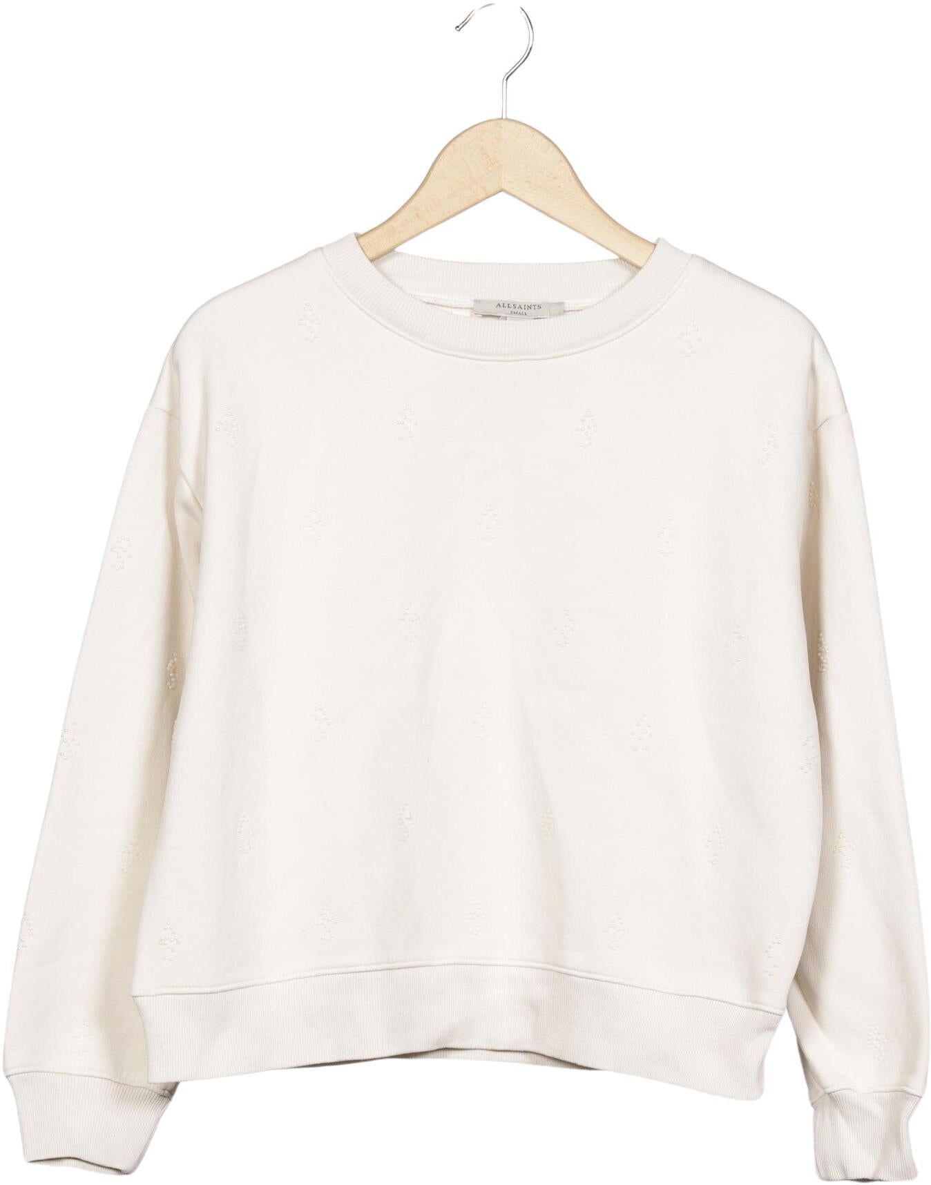 All Saints Damen Sweater, Cremeweiß, Gr. S, Synthetik / Baumwolle - Second Hand