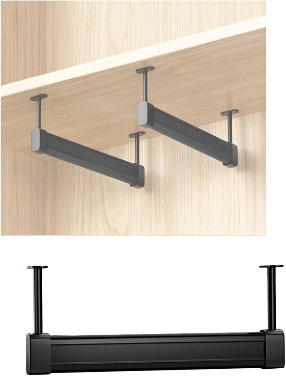 Verstelbare U-vormige kledingstang in zwart - 40 cm