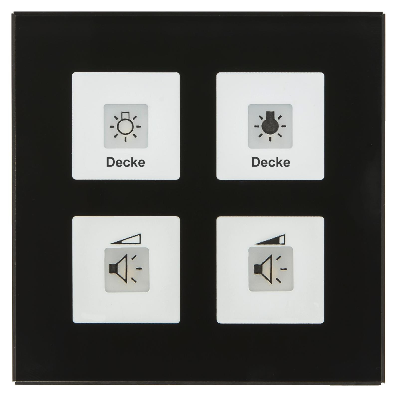 MDT BE-GTT4S.01 Glaspaneel met 4 aanraaksensoren en temperatuursensor, zwart